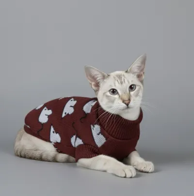 Светр для котів в'язаний Мишки марсала