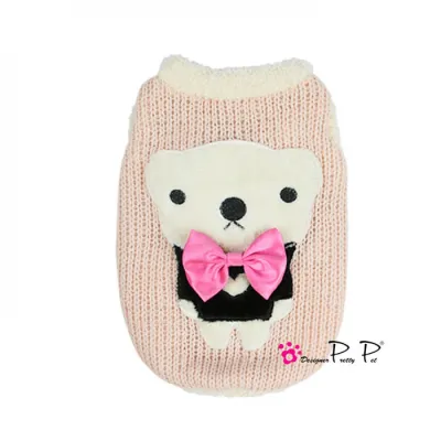 Светр для собак Pretty Pet з Мишкою, велика в'язка з плюшевим коміром, рожевий