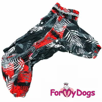 Зимовий комбінезон для великих собак For My Dogs "Веточки" чорний