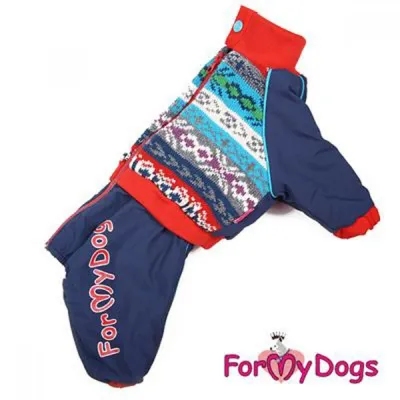 Зимній комбінезон для собак For My Dogs "В'язана спинка" синій