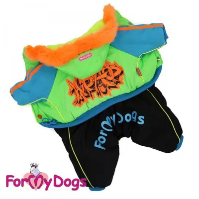 Зимній комбінезон для собак For My Dogs "Граффіті" зелений