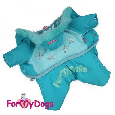 Зимній комбінезон для собак For My Dogs "Зірочки з каміння" блакитний