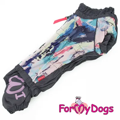 Зимній комбінезон для собак For My Dogs "Розводи" для такс і вельш коргі, фіолетовий