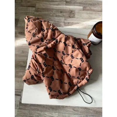 Зимова куртка для собак BURBERRY з капюшоном, на змійці, коричнева