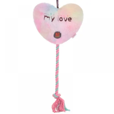 Іграшка для собак Charming Toy DREAM LOVE Сердечко плюшеве з пищалкою та канатом 17*40cm
