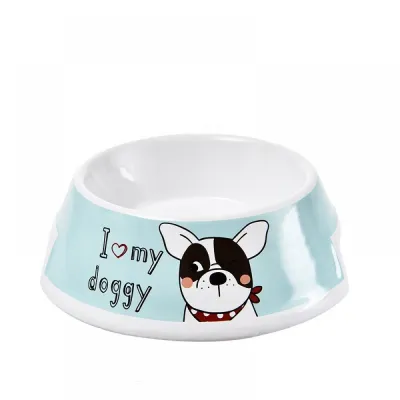 Керамічна миска для собак і котів Elite "I LOVE MY DOGGY" блакитна з білим 18*18*6см