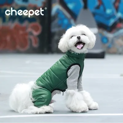 Комбінезон зимовий для собак Cheepet "Дутик" двосторонній, зелений