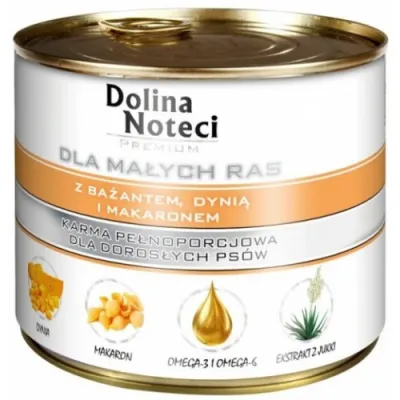 Консерви для собак DOLINA NOTECI PREMIUM для дрібних порід з фазаном, гарбузом і макаронами 185г