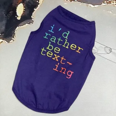 Майка для собак Multibrand "I'd Rather be Texting" синій