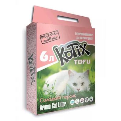 Наповнювач для котячих туалетів KOTIX TOFU Солодкий персик
