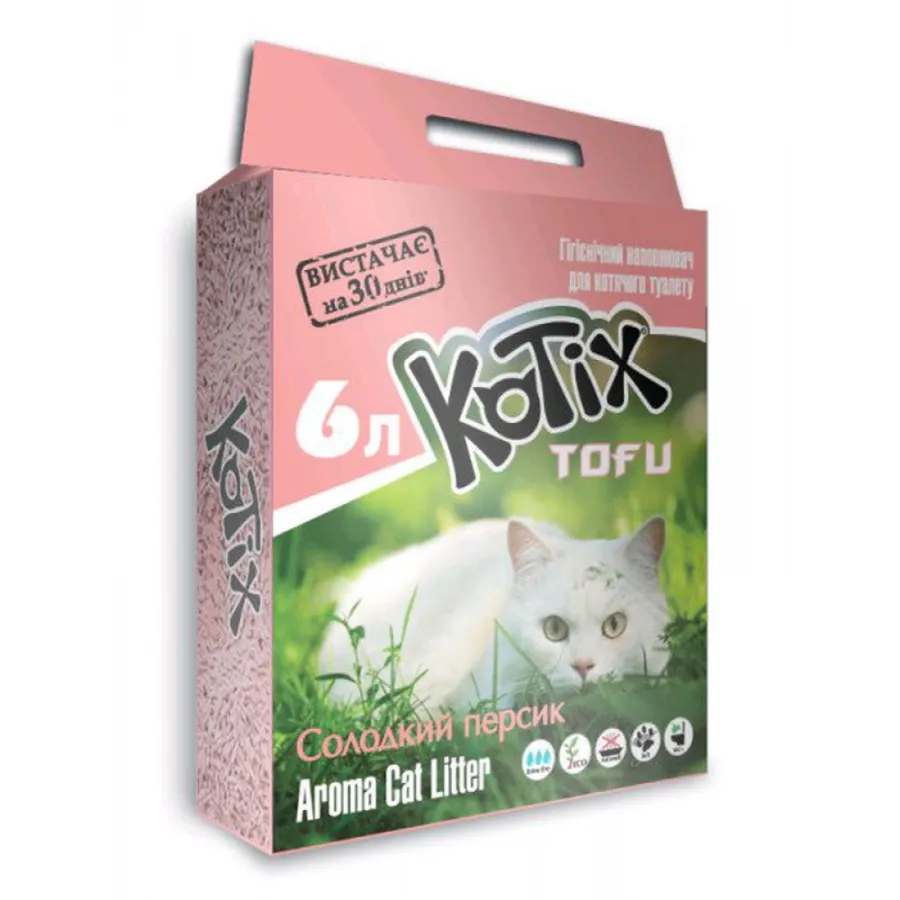 Наповнювач для котячих туалетів KOTIX TOFU Солодкий персик — фото 1