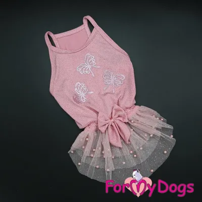 Сукня для собак For My Dogs «Метелики з блискітками» рожевий
