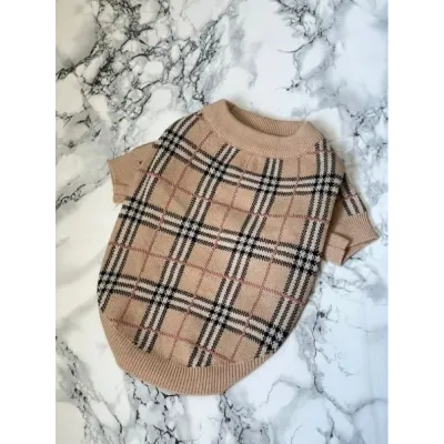 Светр для собак BURBERRY у дрібну клітинку, бежевий
