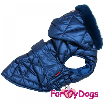 Зимня куртка-попона для собак For My Dogs «BLUE SILK» синя