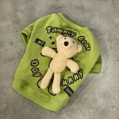 Толстовка для собак з ведмедем зелена