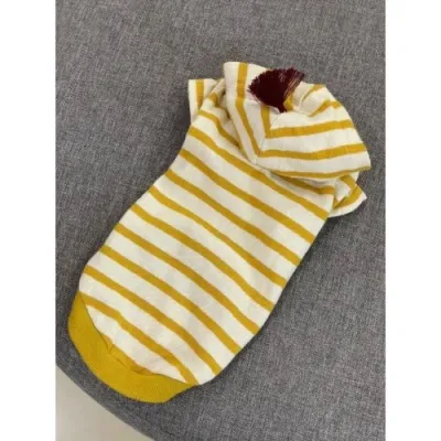 Легка толстовка для собак, з капюшоном, без рукавів, у смужку Boris House Strie Hoody, жовта