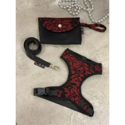 Шлея для собак Pretty Pet тканинна з мереживом, Fancy Lace, червона