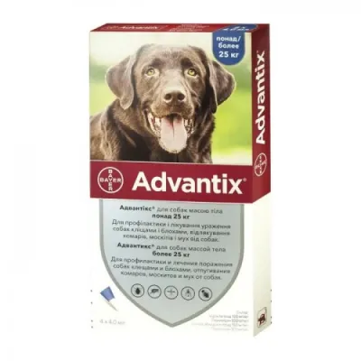 Advantix краплі від бліх і кліщів для собак понад 25 кг, 1амп.4,0мл