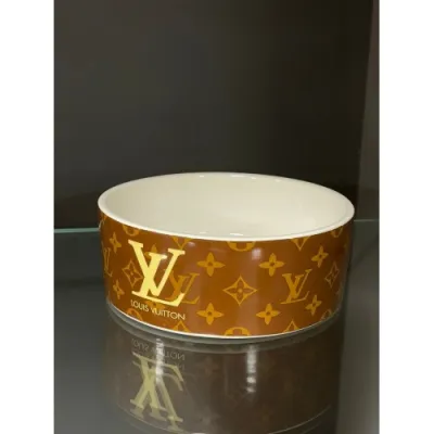 Керамічна миска для тварин собак і котів одинарна Louis Vuitton, коричнева