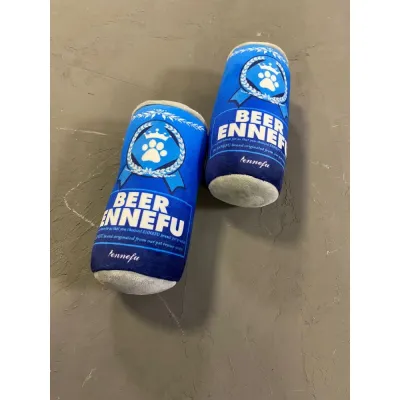 Іграшка для собак BEER ENNEFU плюшева з пищалкою у вигляді жерстяної банки з пивом, синя