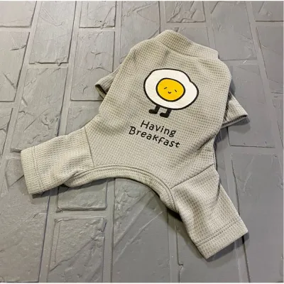 Вафельний костюм для собак Cheepet колекція "Любимий Сніданок" Яєчня на спинці, без резинок навколо лап, сірий
