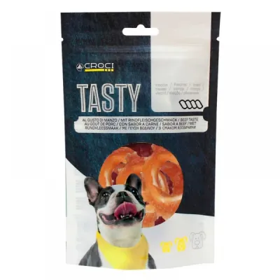 Ласощі для собак TASTY Кільця, курка з тріскою, 80гр