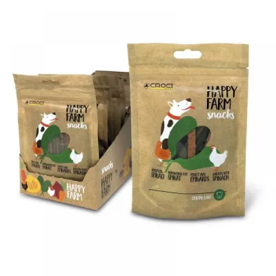 Ласощі для собак м’ясні HAPPY FARM курка зі шпинатом, 80гр