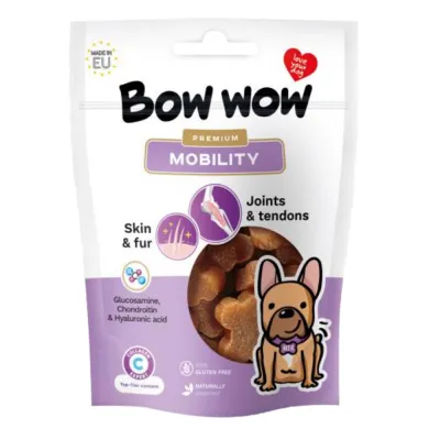 Ласощі для собак "Bow wow" Mobility снеки, покращує опорно-рухову систему, шкіру та шерсть, 60 гр