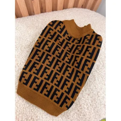 Светр для собак FENDI з дрібними чорними літерами F, коричневий