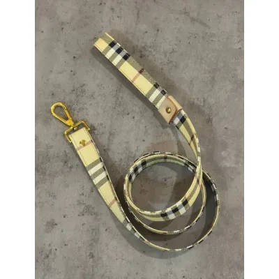 Поводок для собак Burberry із золотою фурнітурою, бежевий