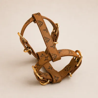 Шлея для собак LOUIS VUITTON малюнок з квітами, рудий