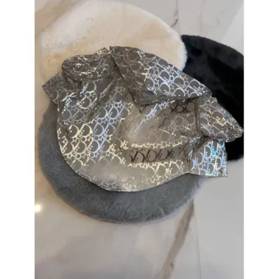 Дощовик для собак і котів Christian Dior з капюшоном, плащ без задніх лап, світловідбивний, сірий