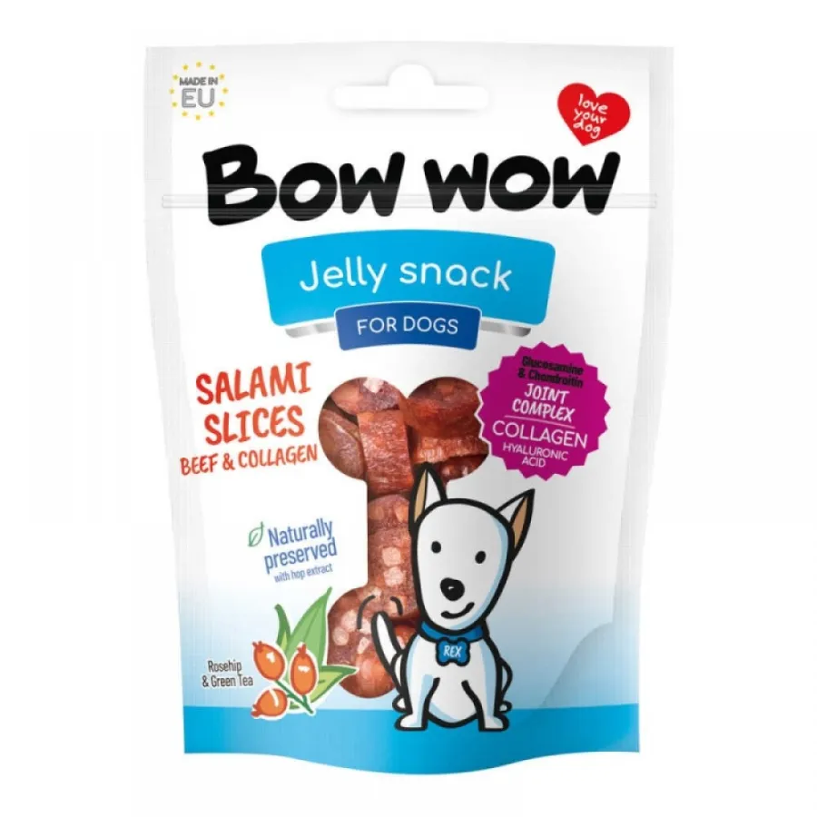 Лакомство для собак "Bow wow" слайсы салями из говядины и колагена, 80 г — фото 1