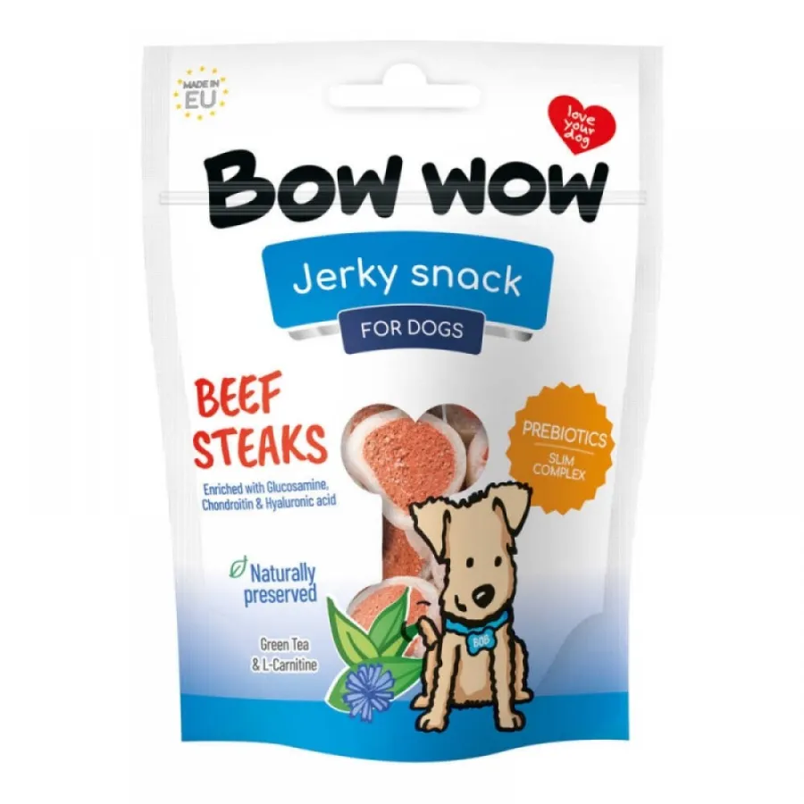 Лакомство для собак "Bow wow" снеки из говядины в виде cтейков, 80 г — фото 1