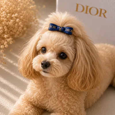 Синя заколка-бант Dior для собак