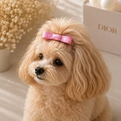Рожева заколка-бант Dior для собак