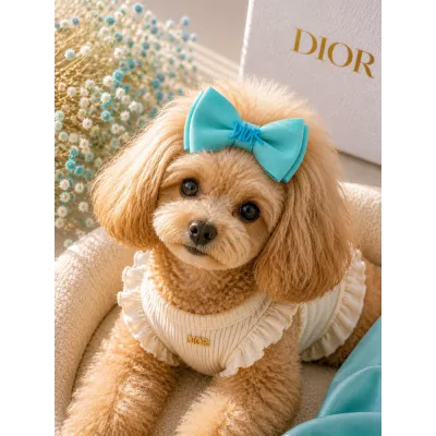 Бант-заколка для собак, бірюзовий, Dior