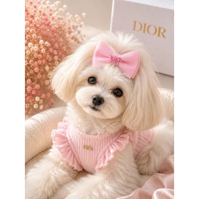 Бант-заколка для собак, рожевий, Dior