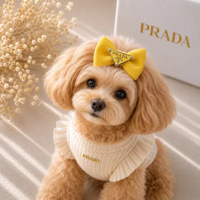 Бант-заколка для собак, жовтий, Prada