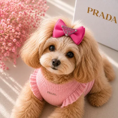 Бант-заколка для собак, малиновий, Prada