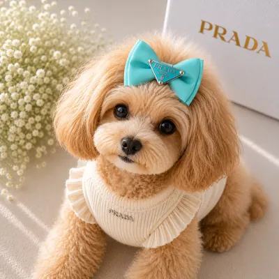 Бант-заколка для собак, м'ятний, Prada