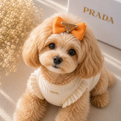 Помаранчева заколка-бант Prada для собак