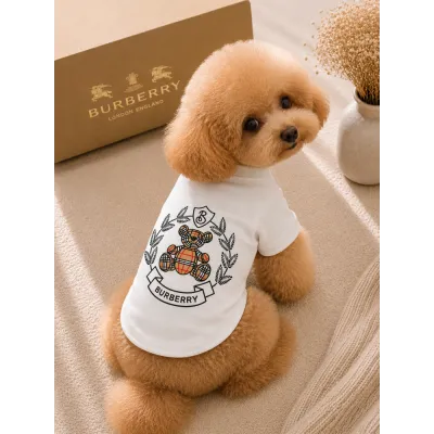 Футболка для собак Burberry біла з мишкою і фірмовою клітинкою