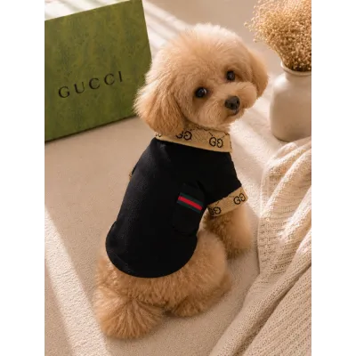 Поло для собак Gucci чорне з комірцем та кишенею