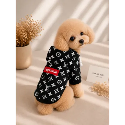 Худі Louis Vuitton x Supreme для собак з капюшоном