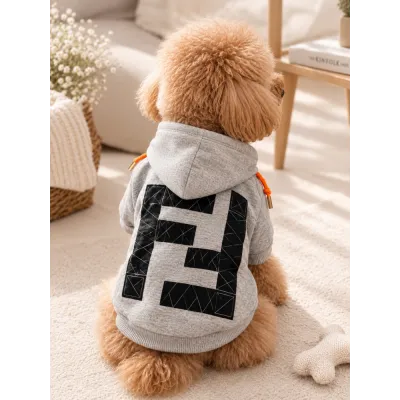 Толстовка для собак Fendi з капюшоном, сіра