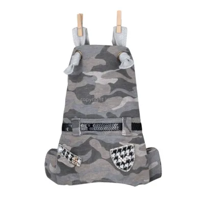 Штани для собак Louisdog Bubbly pants на підтяжках без рукавів, мілітарі, сірі