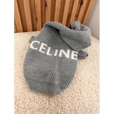 Светр для собак CELINE крупної в'язки, з об'ємним капюшоном на шнурках, сірий