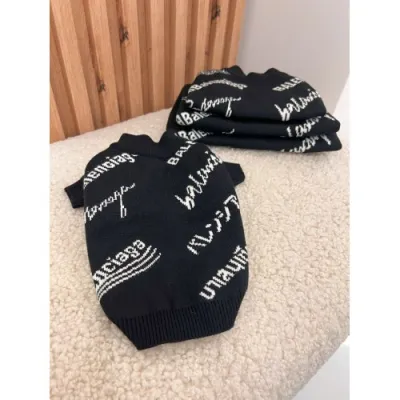 Светр для собак Balenciaga New Collection 23/24 двошарове в’язання, з написами по спинці, чорний