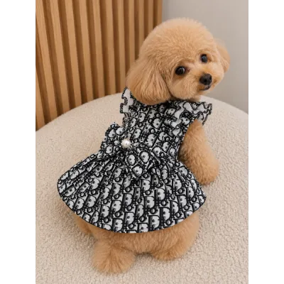 Сукня для собак Dior Monogram Black & White